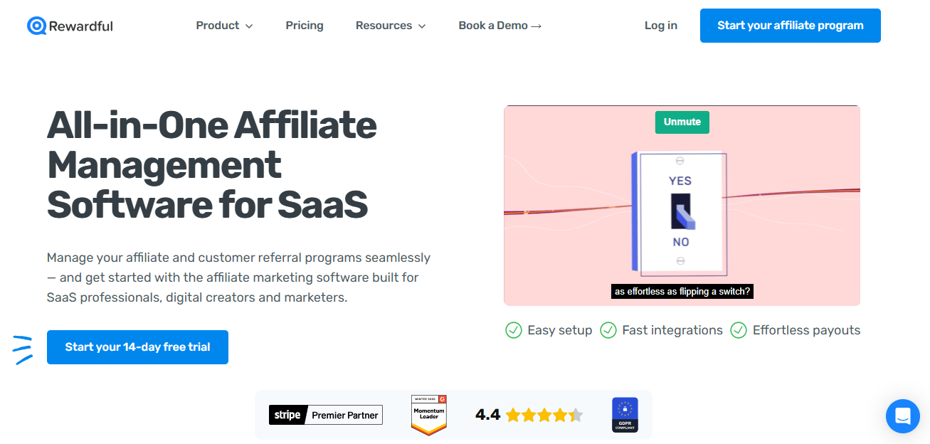 Rewardful: Best for Tax Brands New To Affiliate Marketing or Need a Simplified Approach